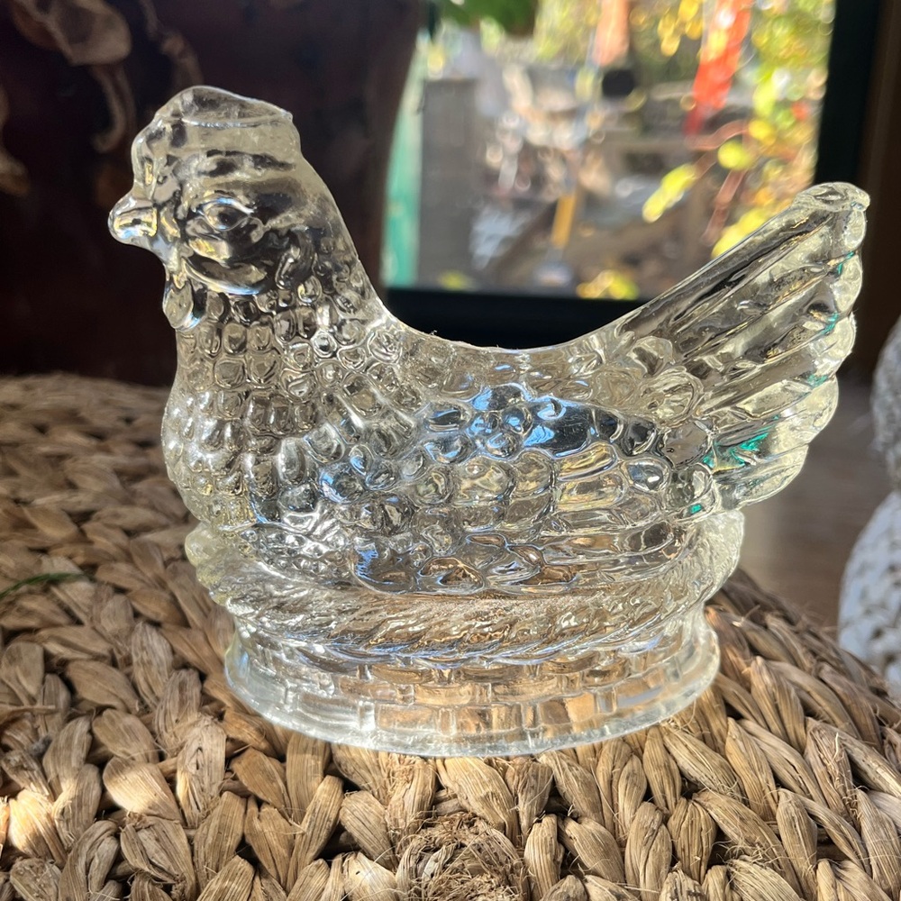 Vintage Glass Chicken on Nest